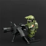 Snow Leopard Commando Unit and Minigun Gatling Gun - Custom Printed Brick Block Figure