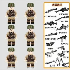 Minifigure - Soviet Soldiers from World War II and weapon custom pieces (LEGO Alternative) Minifigure - Soviet Soldiers from World War II and weapon custom pieces (LEGO Alternative)