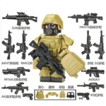 Special Forces Soldier with weapon custom pieces - Custom Printed Brick Block Figure