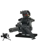 Special Forces operative SWAT type heavy gunner and Gatling style machine gun - Custom Printed Brick Block Figure