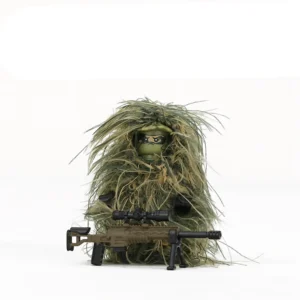 Minifigure - all terrain sniper equipped with a dark sand colored XM2010 sniper rifle and a ghillie suit (LEGO Alternative) Minifigure - all terrain sniper equipped with a dark sand colored XM2010 sniper rifle and a ghillie suit (LEGO Alternative)