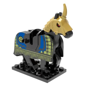 Minifigure barded warhorse unicorn black blue LEGO Alternative Minifigure barded warhorse unicorn black blue LEGO Alternative
