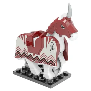 Minifigure barded warhorse unicorn brownish red LEGO Alternative Minifigure barded warhorse unicorn brownish red LEGO Alternative