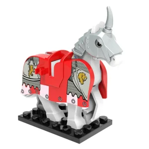Minifigure barded warhorse unicorn red grey LEGO Alternative Minifigure barded warhorse unicorn red grey LEGO Alternative