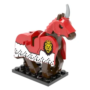 Minifigure barded warhorse unicorn red white LEGO Alternative Minifigure barded warhorse unicorn red white LEGO Alternative