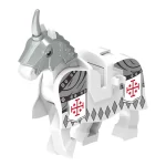 barded warhorse unicorn white - Custom Printed Brick Block Figure