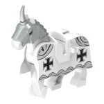 barded warhorse unicorn white grey - Custom Printed Brick Block Figure