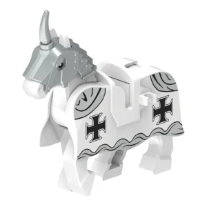 Minifigure barded warhorse unicorn white grey LEGO Alternative Minifigure barded warhorse unicorn white grey LEGO Alternative
