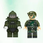 bomb disposal expert wearing a beige EOD Explosive Ordnance Disposal suit green color - Custom Printed Brick Block Figure