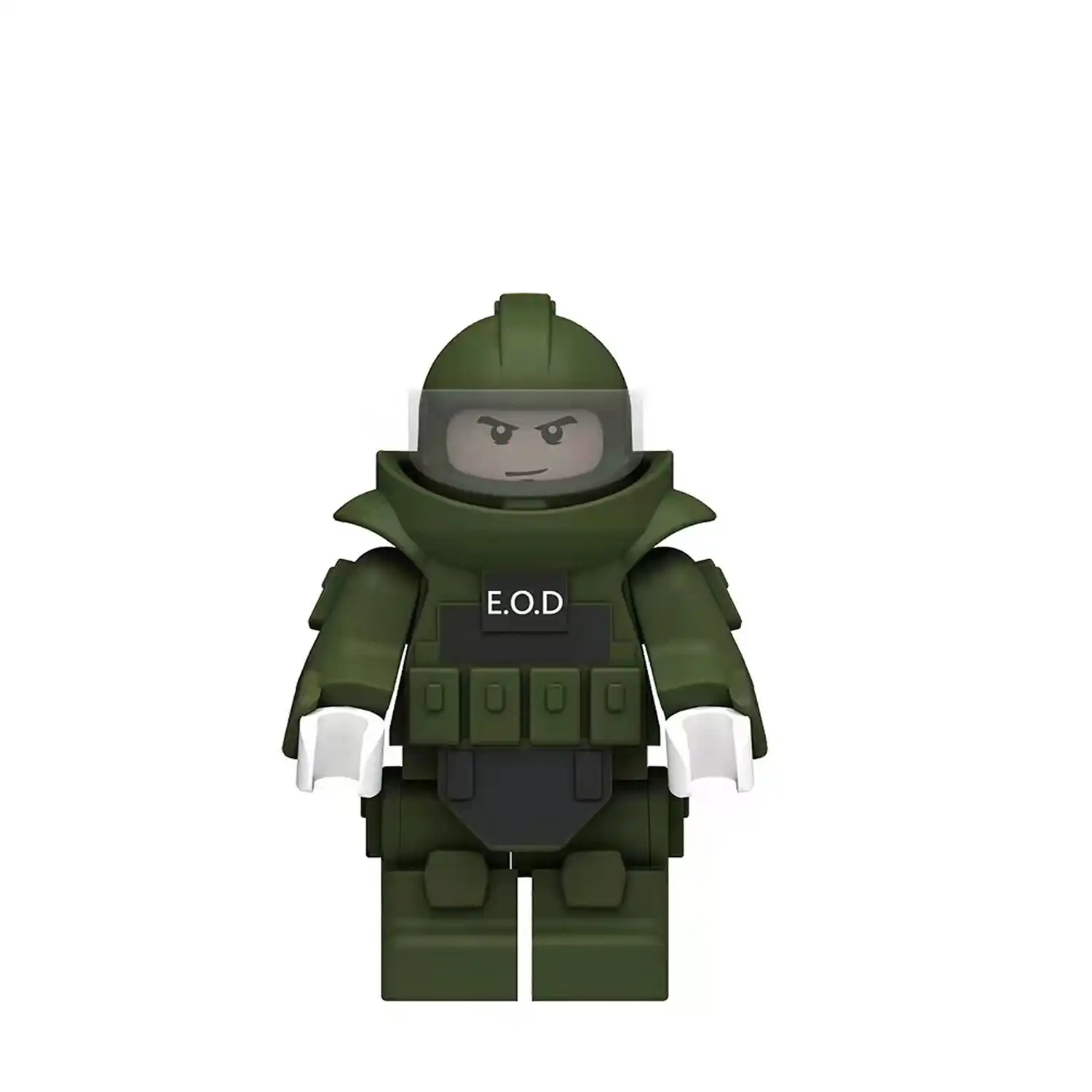 Minifigure - bomb disposal expert wearing a beige EOD Explosive Ordnance Disposal suit green color (LEGO Alternative) Minifigure - bomb disposal expert wearing a beige EOD Explosive Ordnance Disposal suit green color (LEGO Alternative)