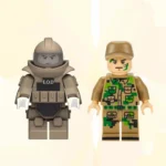 bomb disposal expert wearing a beige EOD Explosive Ordnance Disposal suit tan color - Custom Printed Brick Block Figure