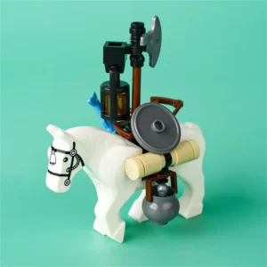 Minifigure white horse equipped as a transport horse LEGO Alternative Minifigure white horse equipped as a transport horse LEGO Alternative