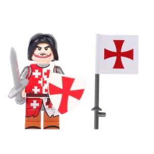 Minifigure – Crusader knight and a matching flag (LEGO Alternative) Minifigure – Crusader knight and a matching flag (LEGO Alternative)
