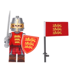 Minifigure – English knight and a matching flag (LEGO Alternative) Minifigure – English knight and a matching flag (LEGO Alternative)