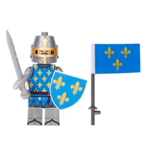 Minifigure – French knight and a matching flag (LEGO Alternative) Minifigure – French knight and a matching flag (LEGO Alternative)