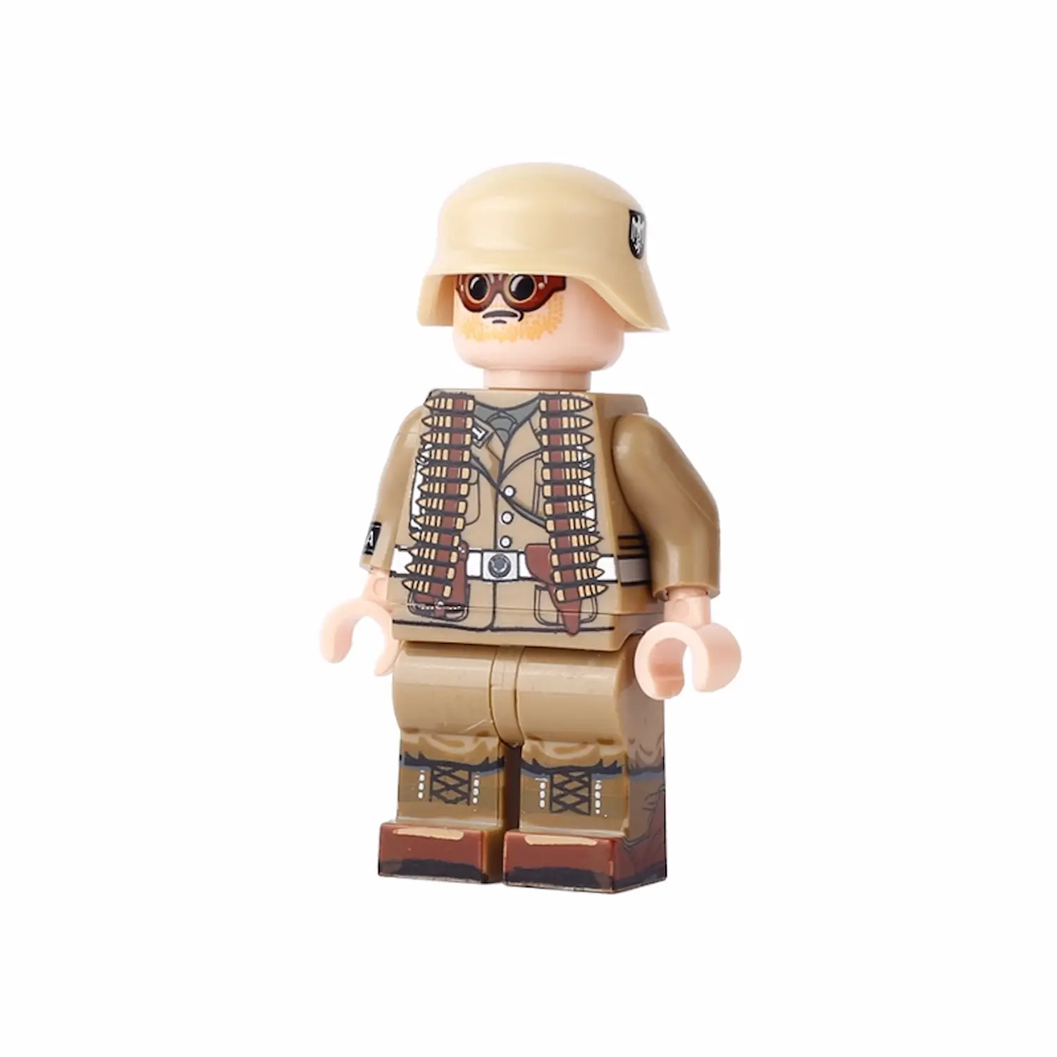 Minifigure – German Afrika Korps Machine Gunner World War II WWII (LEGO Compatible) in white background