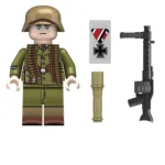 German Afrika Korps soldier with MG34 machine gun from World War II - Custom Printed Brick Block Figure