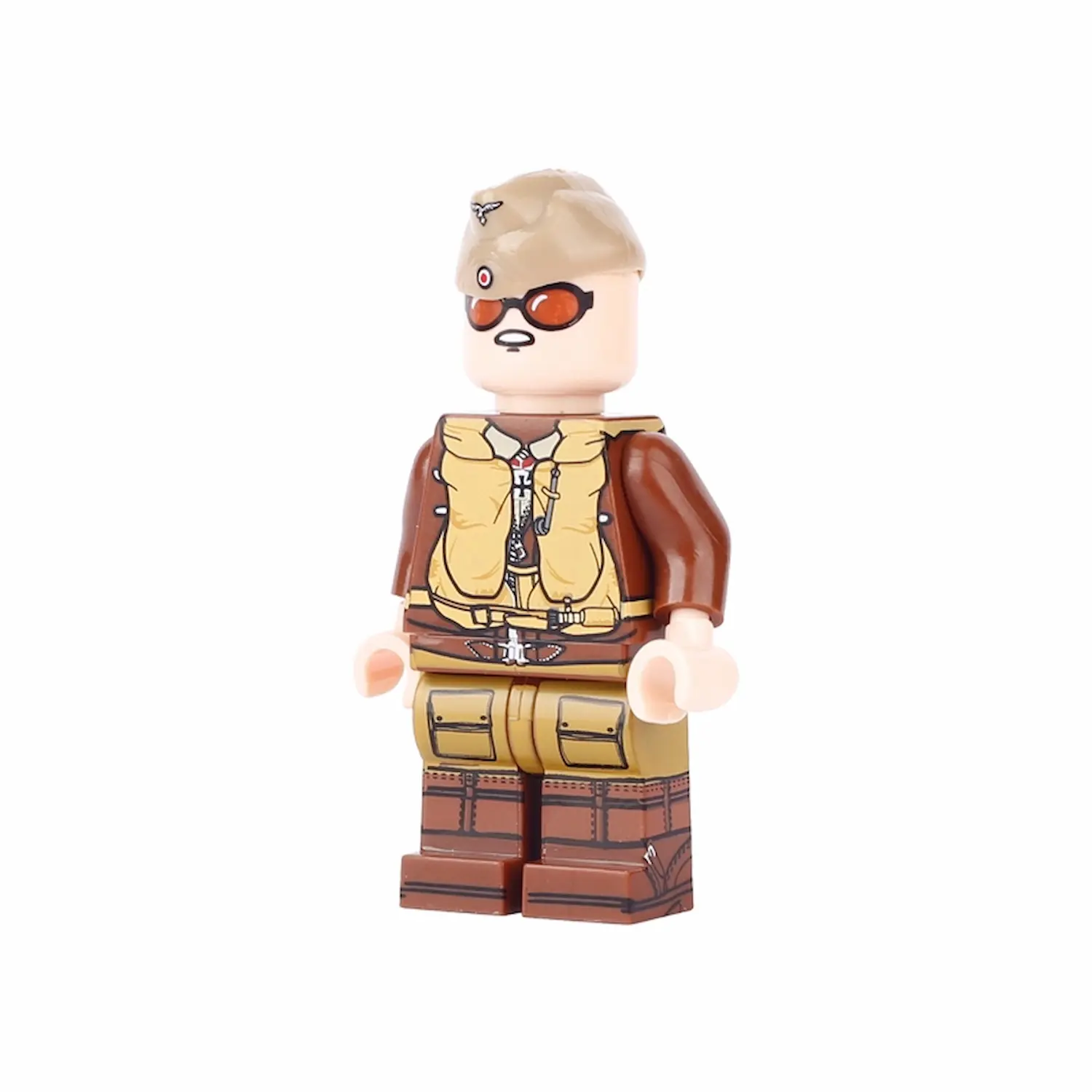 Minifigure – German Luftwaffe Air Force Pilot WWII North African campaign (LEGO Compatible) in white background