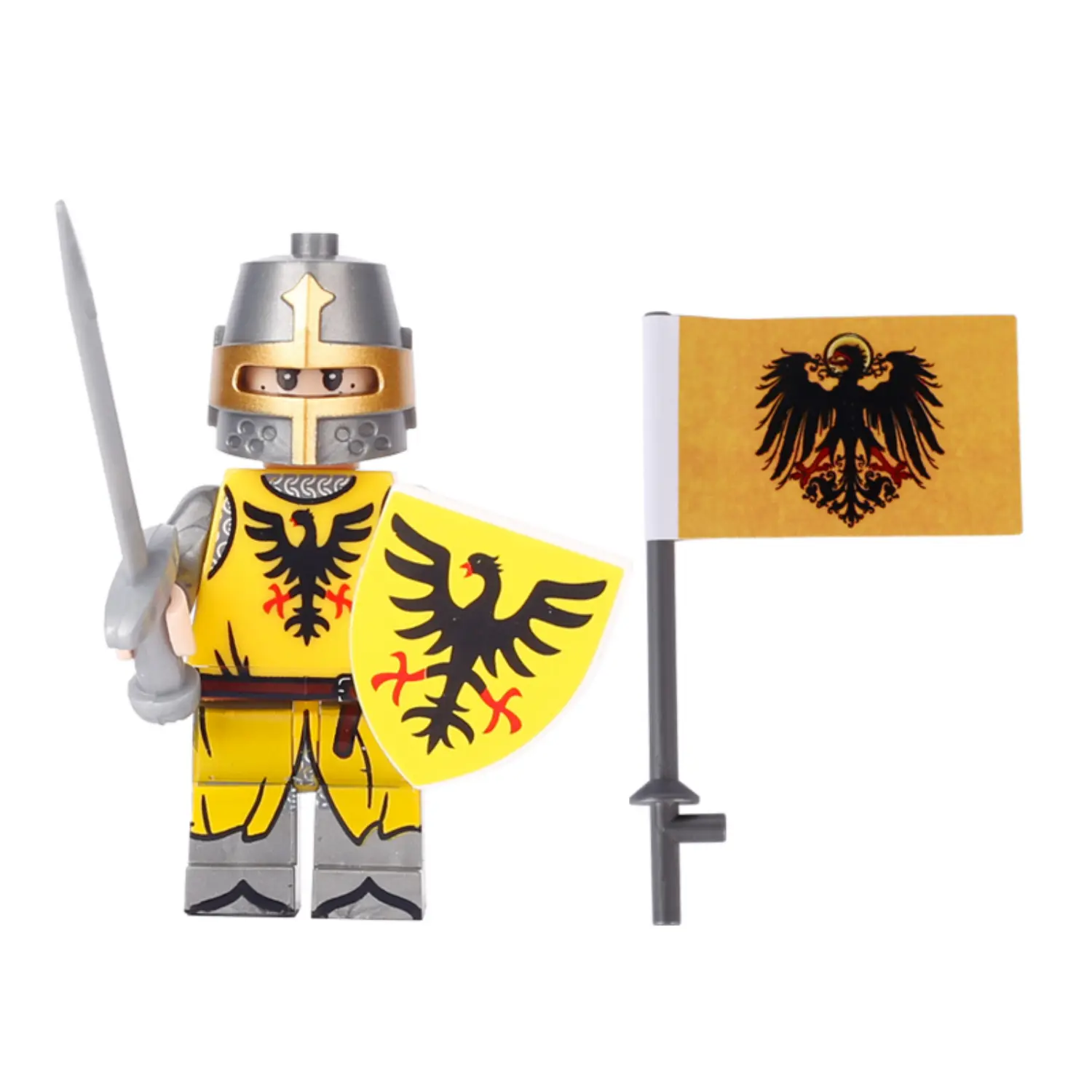 Minifigure – Holy Roman Knight and a matching flag (LEGO Alternative) Minifigure – Holy Roman Knight and a matching flag (LEGO Alternative)