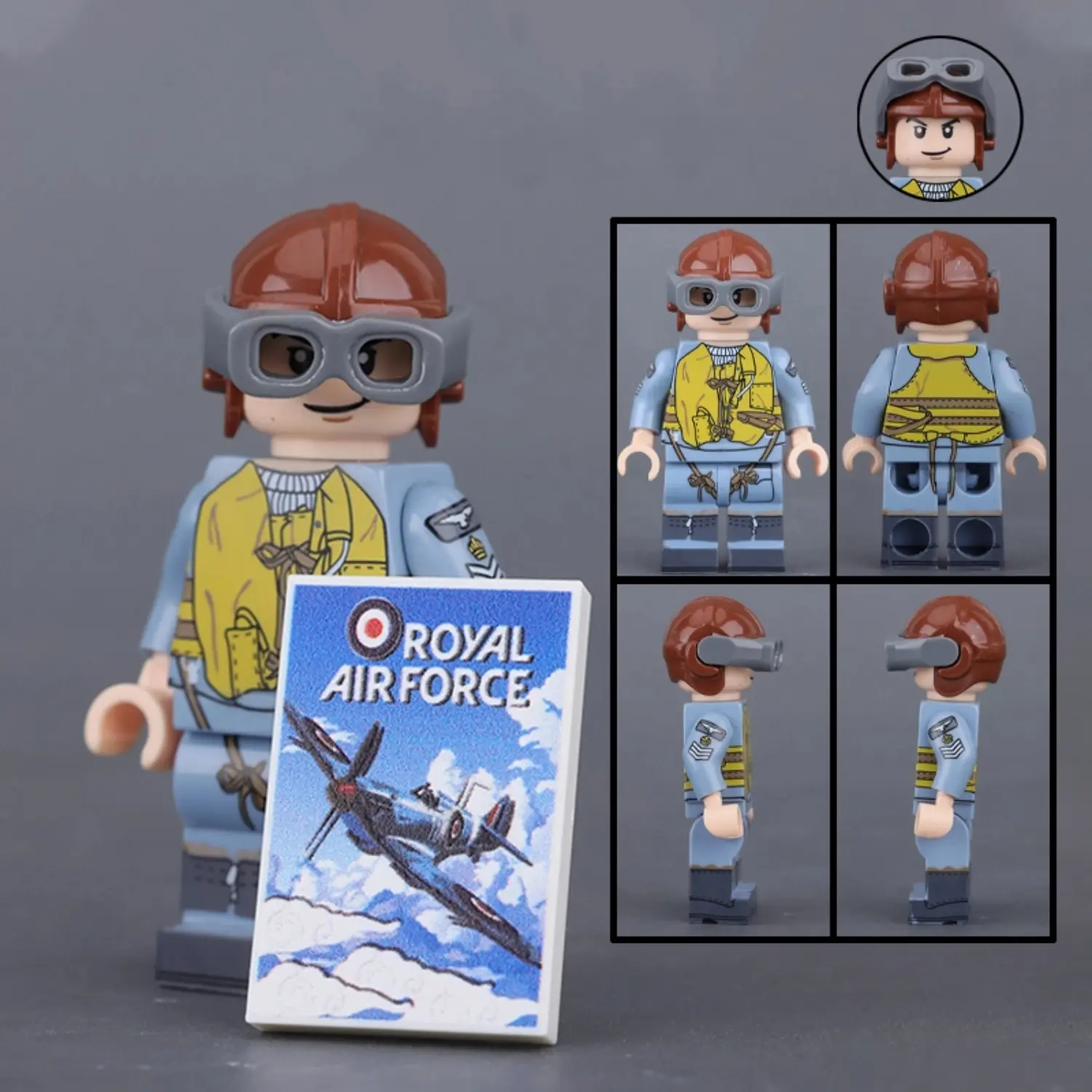 Minifigure – Royal Air Force RAF Flight Sergeant pilot from World War II (LEGO Compatible) Minifigure – Royal Air Force RAF Flight Sergeant pilot from World War II (LEGO Compatible)