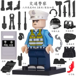 Minifigure – Traffic Police Officer and various tool custom pieces (LEGO Alternative) Minifigure – Traffic Police Officer and various tool custom pieces (LEGO Alternative)