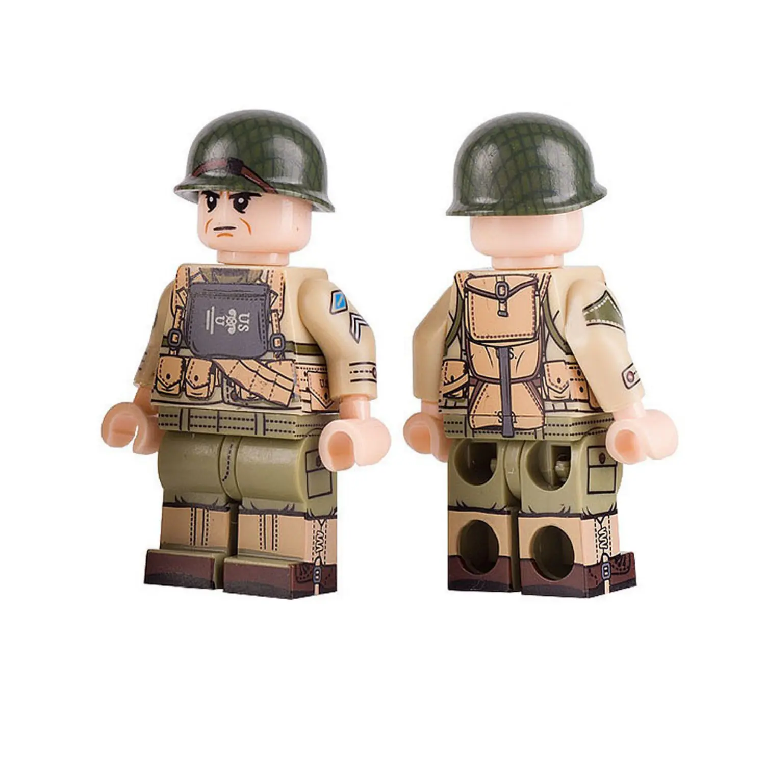 Minifigure – United States Army Ranger Soldier equipped for the initial assault phases of the D-Day invasion World War II era (LEGO Compatible)
