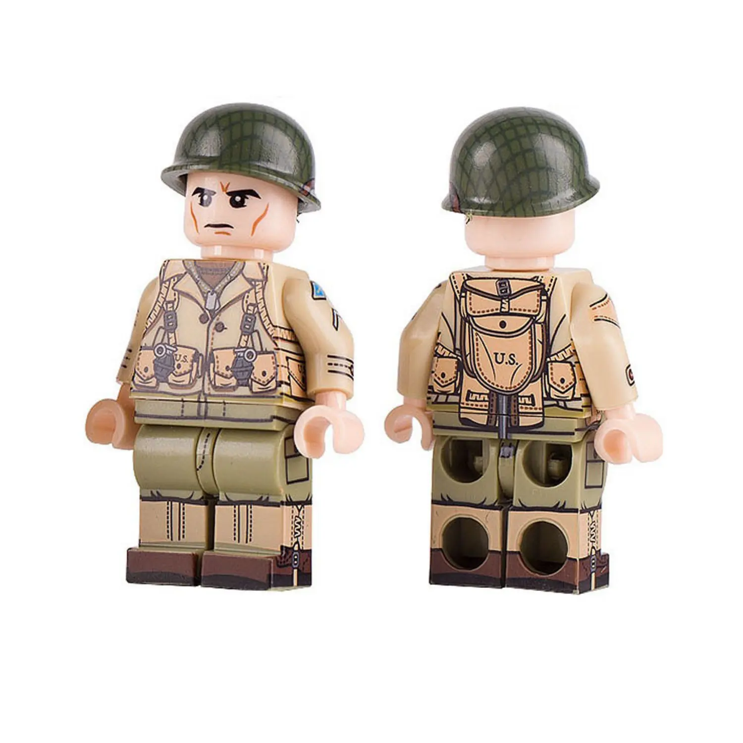 Minifigure – United States Army Soldier Ranger Sergeant specifically geared up for the D-Day invasion of Normandy World War II (LEGO Compatible) Minifigure – United States Army Soldier Ranger Sergeant specifically geared up for the D-Day invasion of Normandy World War II (LEGO Compatible)