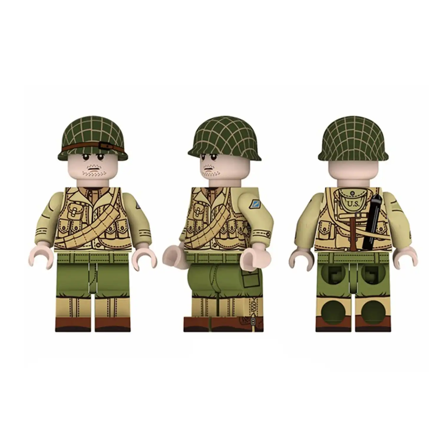 Minifigure – United States Army Soldier combat infantryman Ranger World War II era (LEGO Alternative)