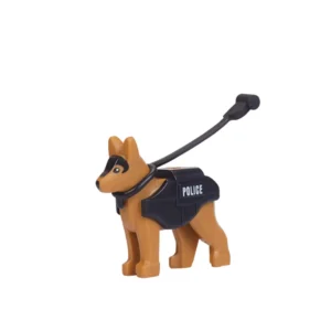 Minifigure – brown police dog German Shepherd with a vest and leash (LEGO Alternative) Minifigure – brown police dog German Shepherd with a vest and leash (LEGO Alternative)