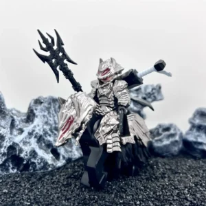 Minifigure – heavily armored knight warrior Guts on a warhorse (LEGO Alternative) Minifigure – heavily armored knight warrior Guts on a warhorse (LEGO Alternative)