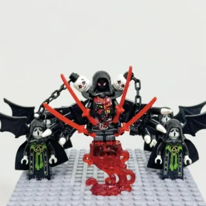 Minifigure – lord of the underworld death related deity demon and 4 attendants cultists guardians (LEGO Alternative) Minifigure – lord of the underworld death related deity demon and 4 attendants cultists guardians (LEGO Alternative)