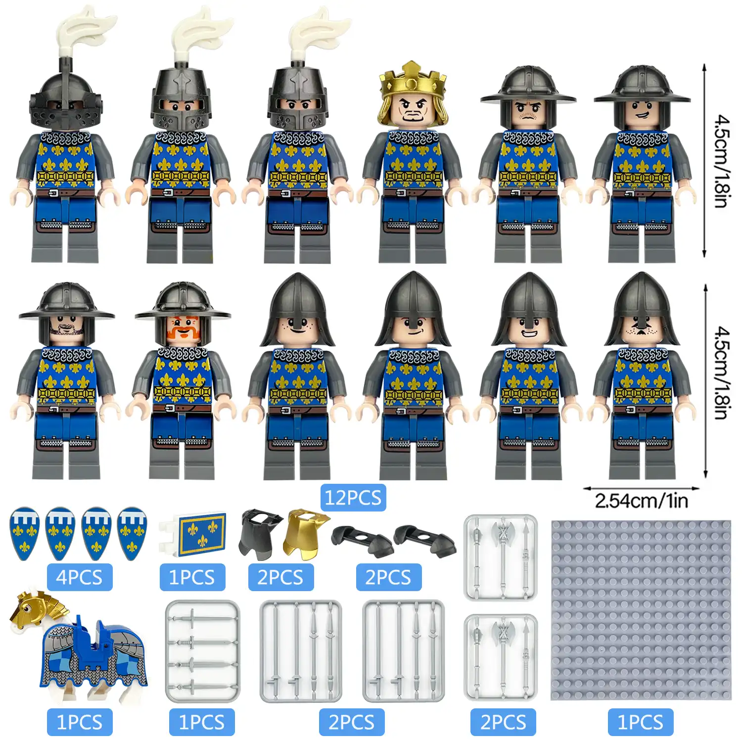 Minifigure – medieval knights and custom piece blue (LEGO Alternative) Minifigure – medieval knights and custom piece blue (LEGO Alternative)