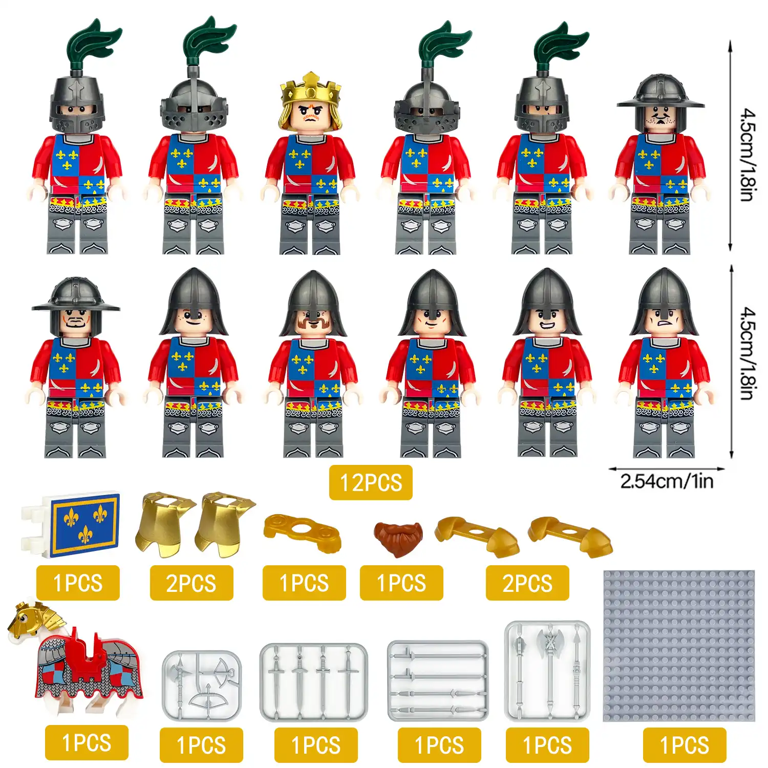 Minifigure – medieval knights and custom piece red (LEGO Alternative)