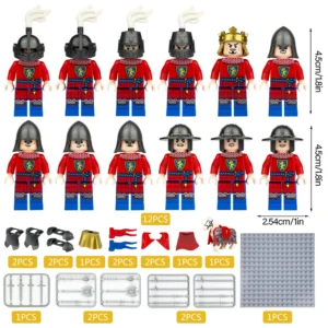 Minifigure – medieval knights and custom piece red (LEGO Alternative) Minifigure – medieval knights and custom piece red (LEGO Alternative)