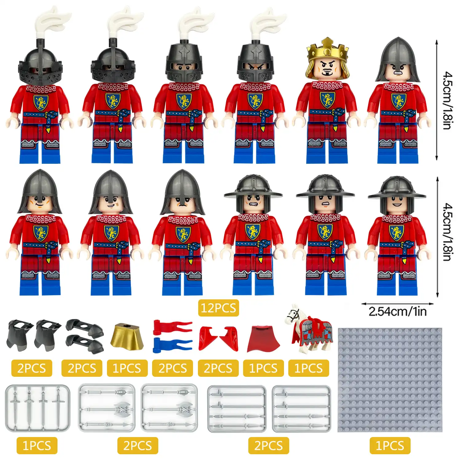 Minifigure – medieval knights and custom piece red (LEGO Alternative)
