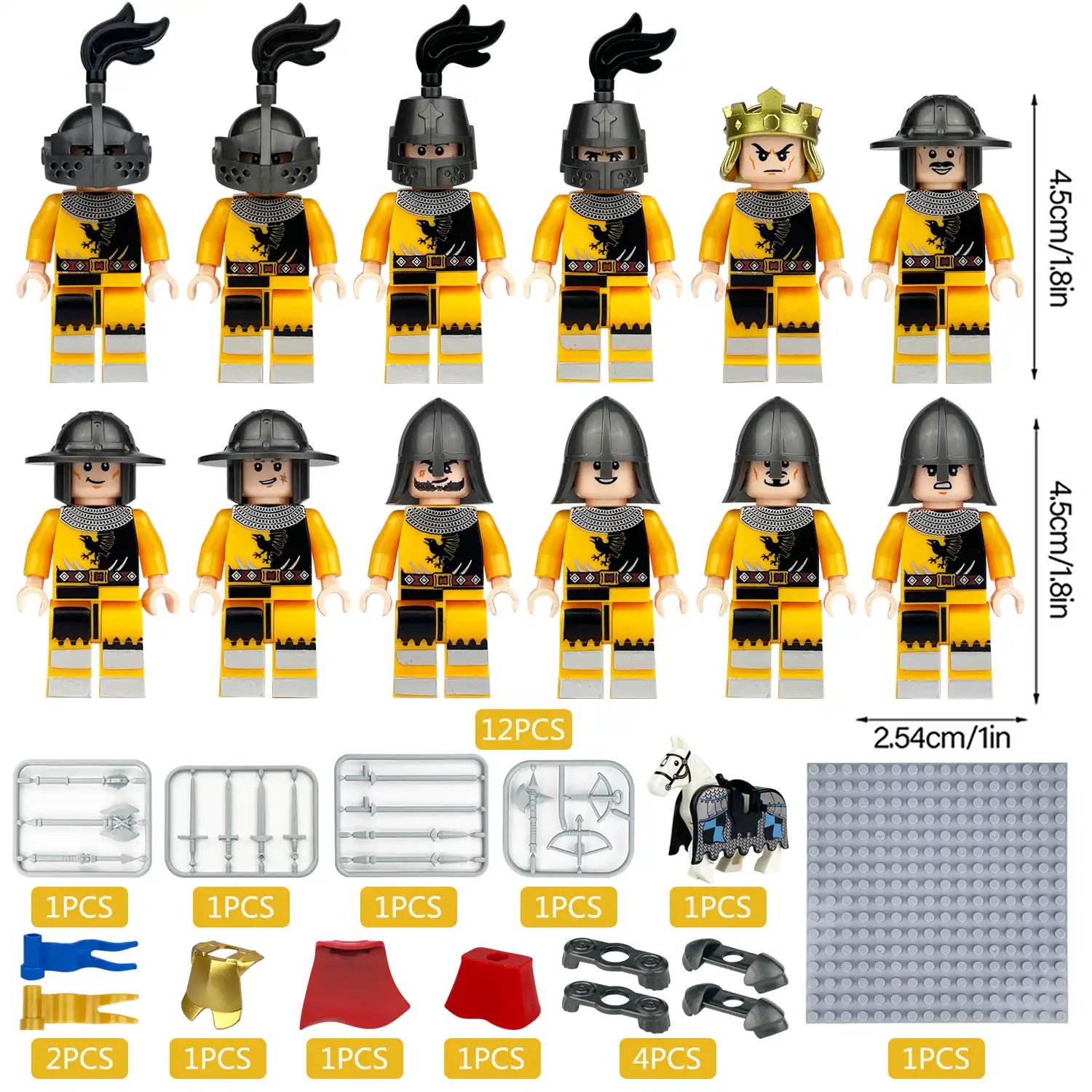 Minifigure – medieval knights and custom piece yellow (LEGO Alternative) Minifigure – medieval knights and custom piece yellow (LEGO Alternative)