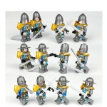 medieval knights or soldiers gold blue - Custom Printed Brick Block Figure