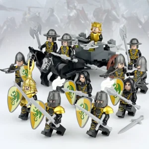 Minifigure – medieval or fantasy knights with horses and a battle carriage (LEGO Alternative) Minifigure – medieval or fantasy knights with horses and a battle carriage (LEGO Alternative)