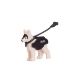 white police dog with a vest and leash - Custom Printed Brick Block Figure