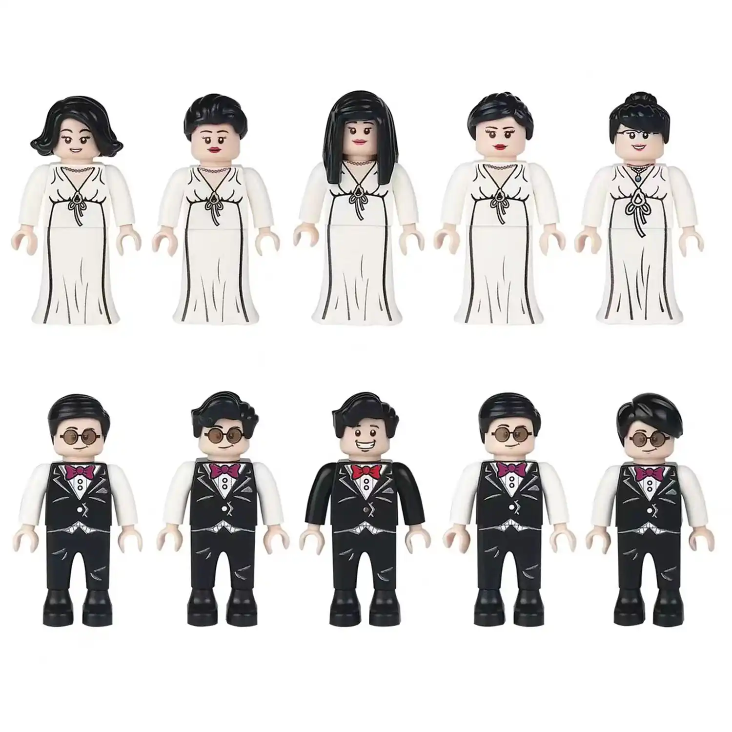 Minifigures – bridesmaids and groomsmen (LEGO Alternative) Minifigures – bridesmaids and groomsmen (LEGO Alternative)