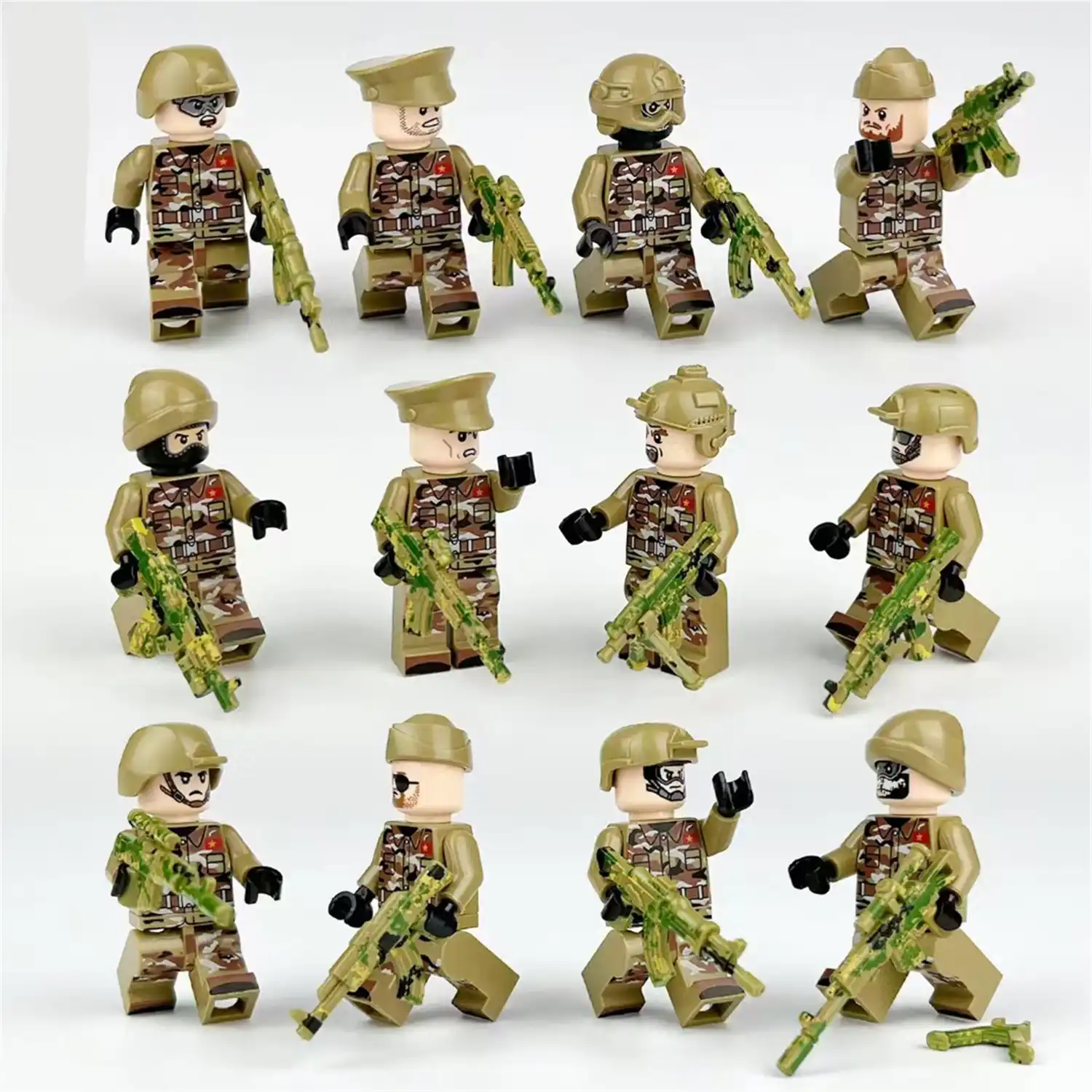 Minifigures – camouflaged soldiers or special forces operatives (LEGO Alternative) Minifigures – camouflaged soldiers or special forces operatives (LEGO Alternative)