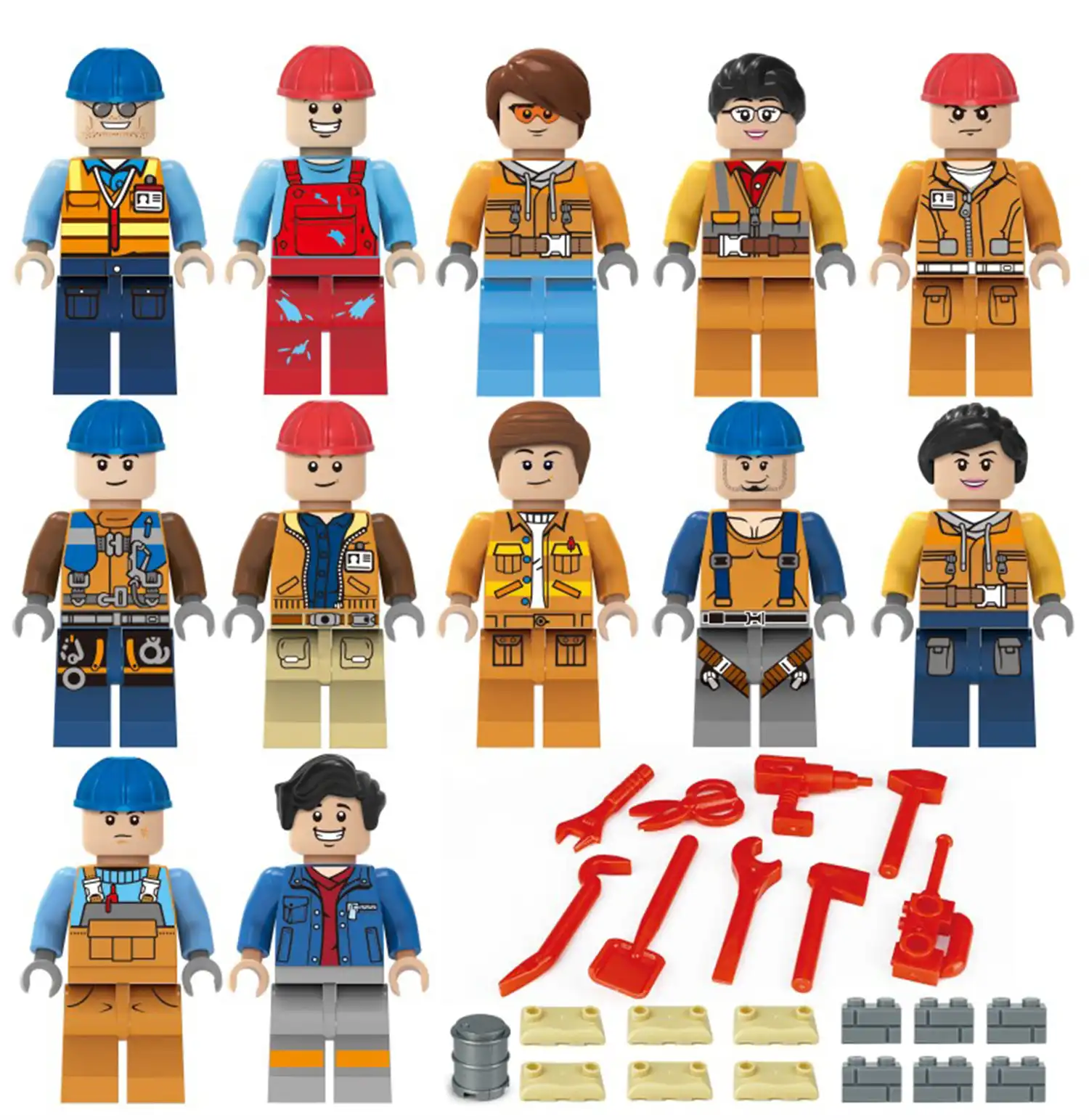 Minifigures – construction and engineering people (LEGO Alternative) 2 Minifigures – construction and engineering people (LEGO Alternative) 2