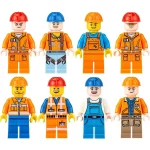 construction workers and engineers - Custom Printed Brick Block Figure