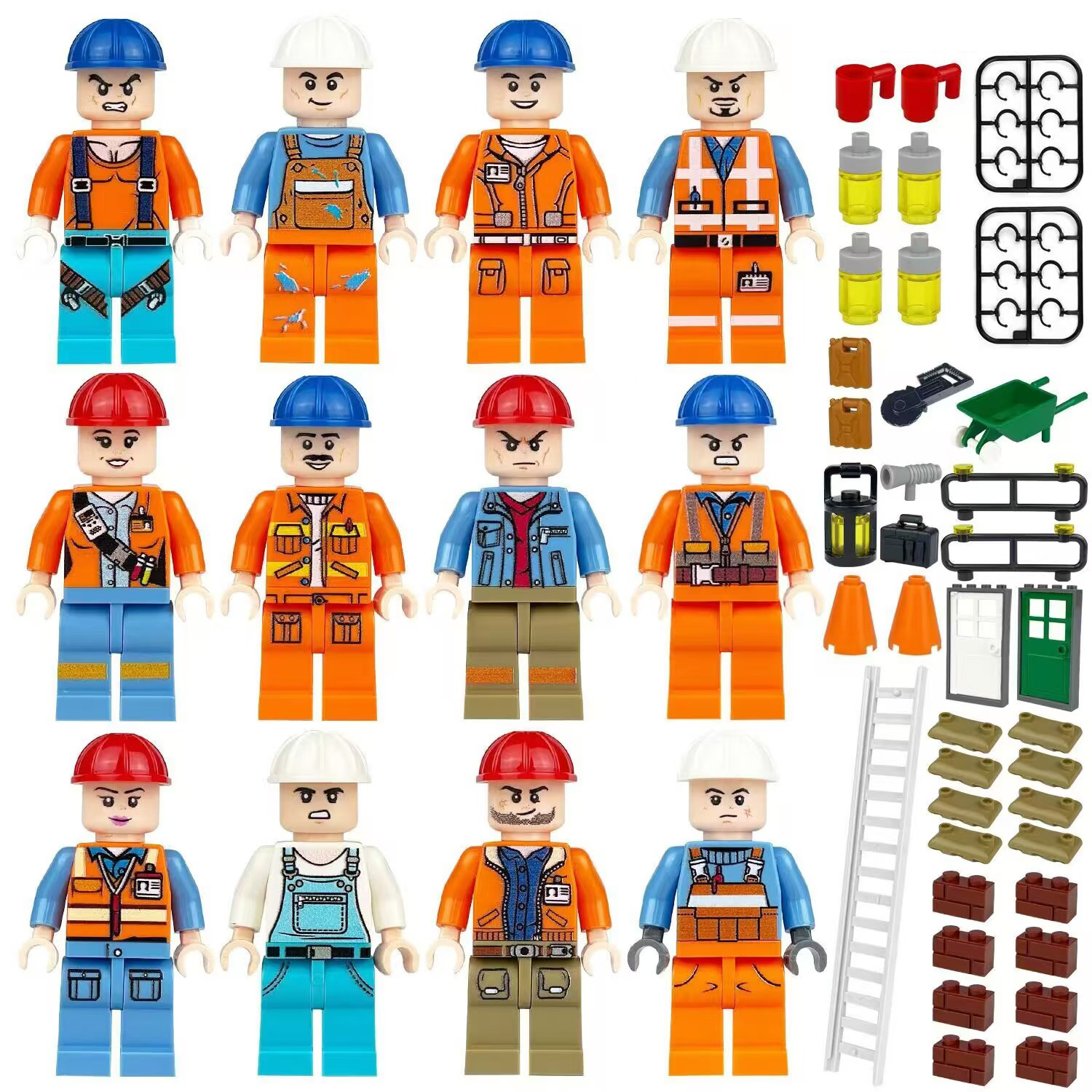 Minifigures – construction workers, engineers, or site laborers (LEGO Alternative) Minifigures – construction workers, engineers, or site laborers (LEGO Alternative)