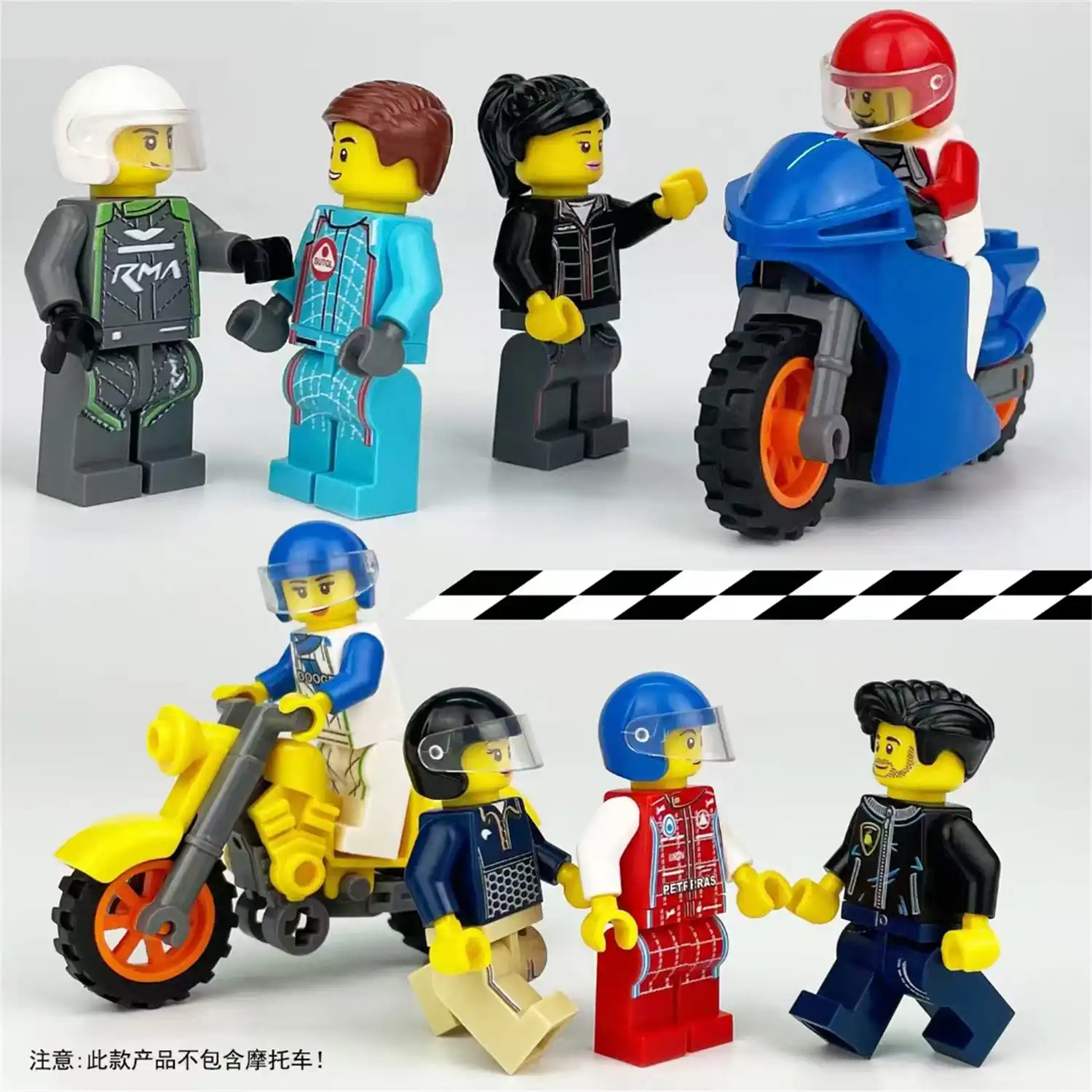 Minifigures – motorcycle riders or racers (LEGO Alternative) Minifigures – motorcycle riders or racers (LEGO Alternative)
