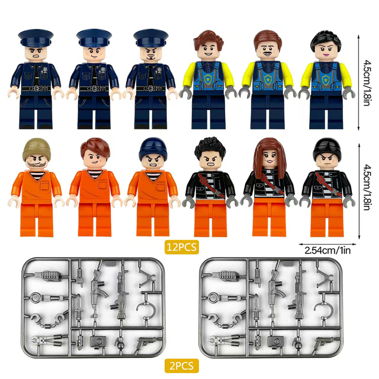 Minifigures – police officers and prisoners (LEGO Alternative)