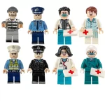 police officers, prisoner, doctors, patient, and surgical staff - Custom Printed Brick Block Figure