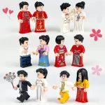 wedding couples celebrating in attire from six different cultural traditions - Custom Printed Brick Block Figure