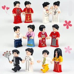 Minifigures – wedding couples celebrating in attire from six different cultural traditions (LEGO Alternative) Minifigures – wedding couples celebrating in attire from six different cultural traditions (LEGO Alternative)
