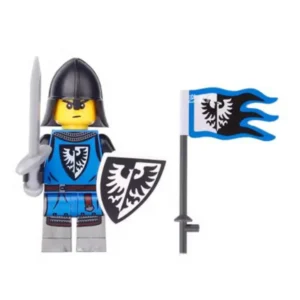 ah001-Minifigure – Black Falcon Knight and a matching flag (LEGO Alternative) Minifigure – Black Falcon Knight and a matching flag (LEGO Alternative)